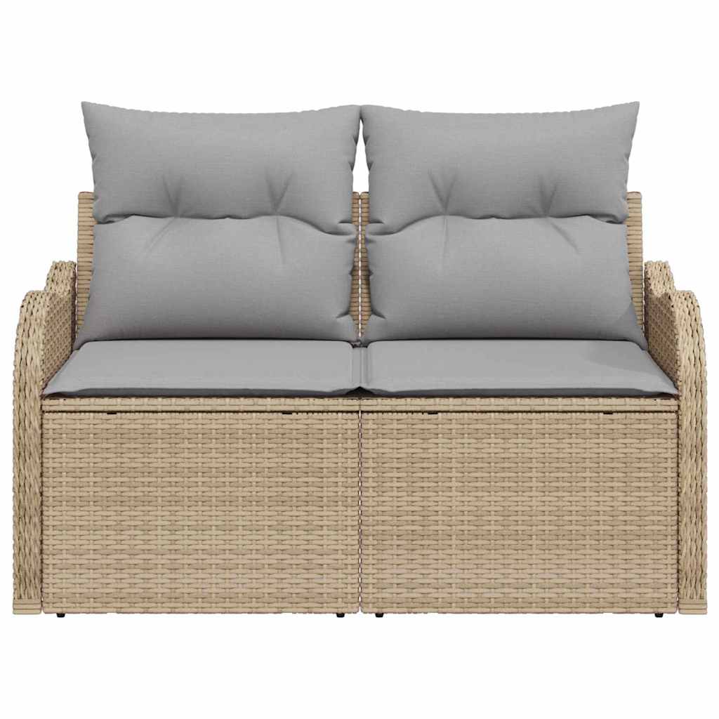 Gartensofa mit Kissen Beige 121 x 62 x 69cm Poly-Rattan